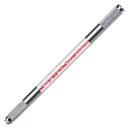 Manual Double-Ended Crystal Acrylic Microblading Pen – Permanent Makeup Eyebrow Tattoo Tool for Flat & Round Needles