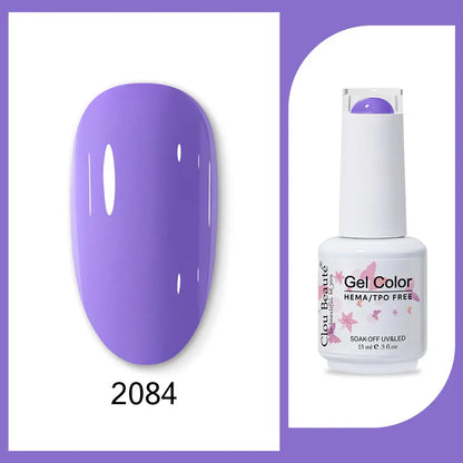 Clou Beaute 15ml Gel Nail Polish Set – Red Black White Green Neon UV Soak-Off Semi-Permanent Nail Varnish Base & Velvet Top Coat