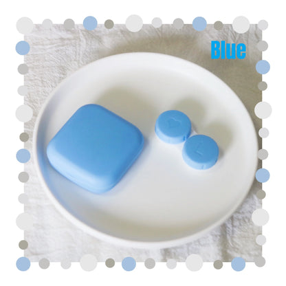 Mini Portable Contact Lens Case Kit – Solid Color Storage Box with Tweezer & Suction Stick Travel Holder
