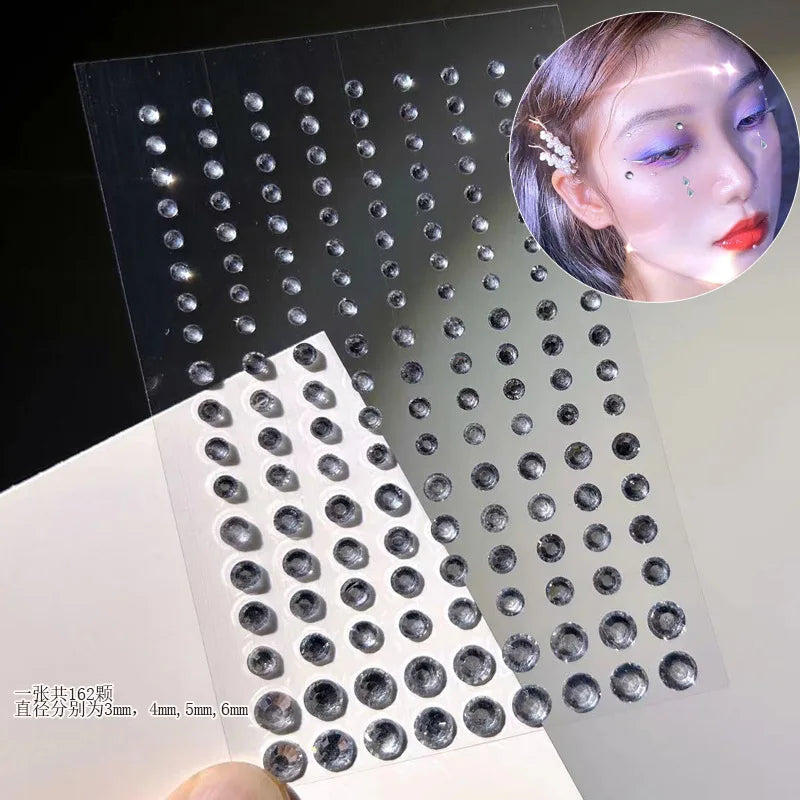 3D Holographic Teardrop Rhinestone Stickers - Self-Adhesive Crystal Diamond Face, Eye & Hair Decoration Tattoos