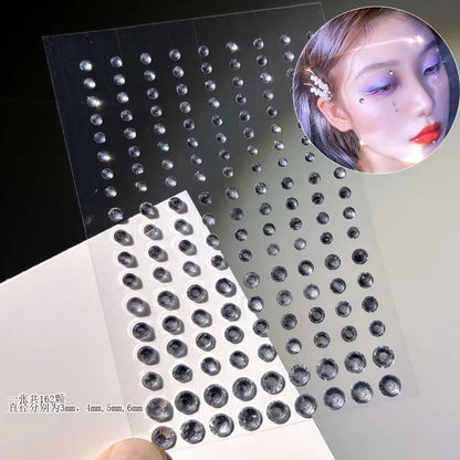 3D Holographic Teardrop Rhinestone Stickers - Self-Adhesive Crystal Diamond Face, Eye & Hair Decoration Tattoos