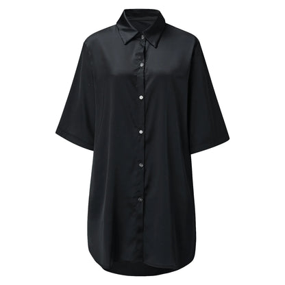 Women’s Silky Soft Long Sleeve Pajamas – Solid Color Sexy Nightshirt, Comfortable Home Sleepwear