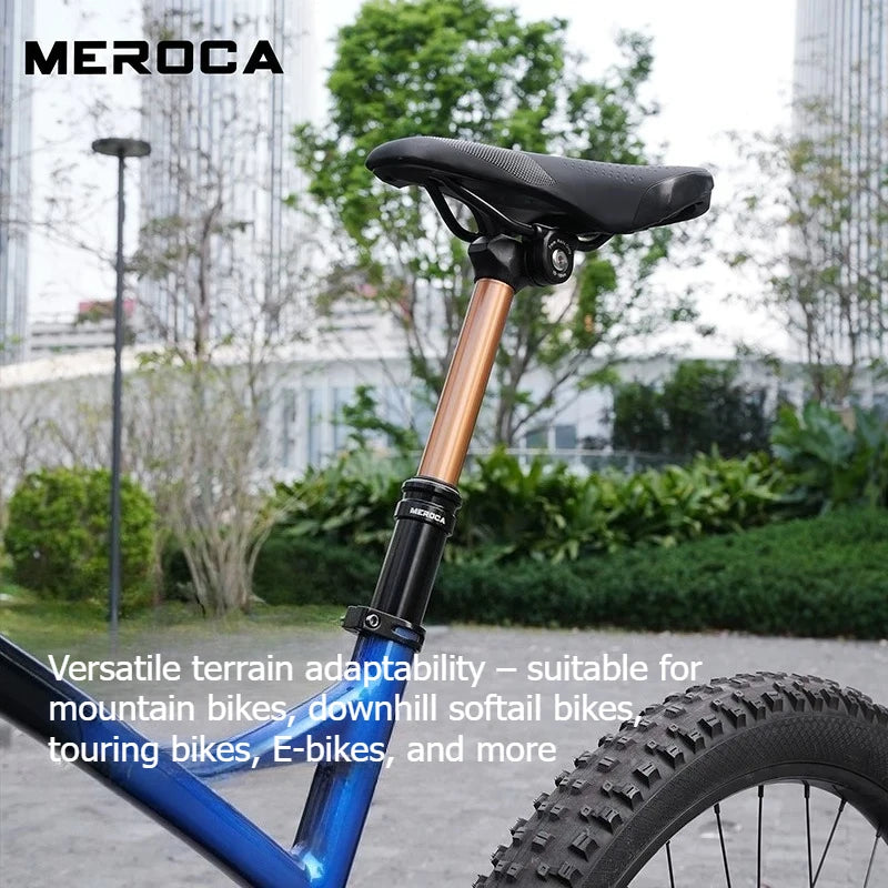 MEROCA Remote Dropper Seatpost - Internal Cable Routing Telescopic Seatpost for MTB, 27.2mm, 30.9mm & 31.6mm Options