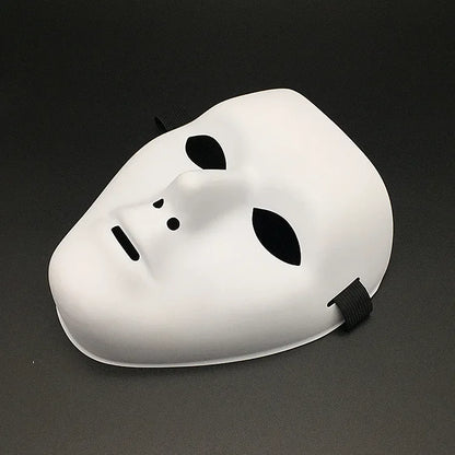 Halloween Masquerade Full Face Mask – Hand-Painted White & Black Gold Death Clown for Adults