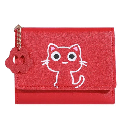 2023 New Cat-Themed Mini Wallet for Women - Cute and Fashionable Short Fold Design with Personalized Student Style