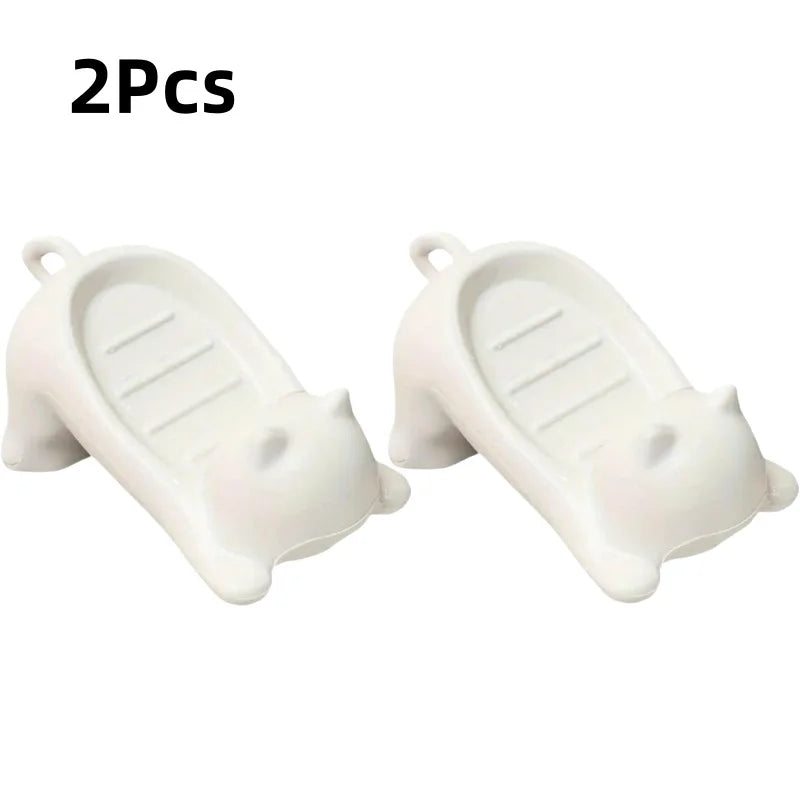 Cute Cartoon Cat Soap Dish - Plastic Draining Holder for Bathroom & Kitchen