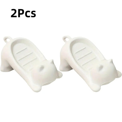 Cute Cartoon Cat Soap Dish - Plastic Draining Holder for Bathroom & Kitchen