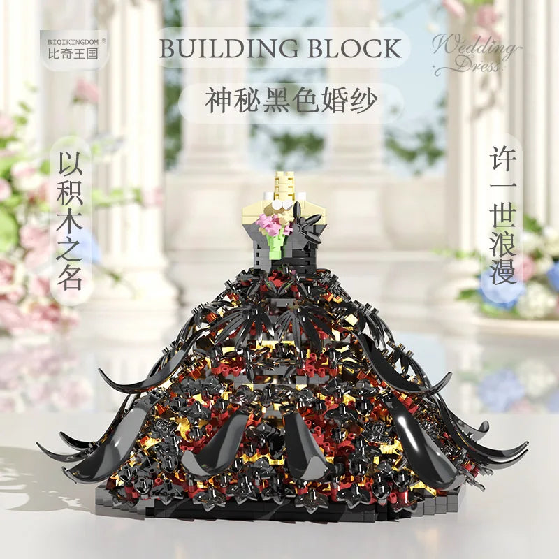 Romantic Princess Black & White Wedding Building Blocks Set – Assembled Decorative Model Toy for Girls, Valentine’s & New Year Gift