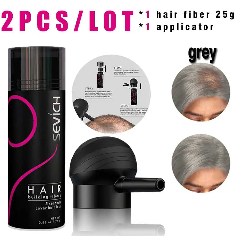 SEVICH Hair Building Fiber Set - Keratin Hair Fiber Powder with Applicator for Thinning Hair & Bald Spot Coverage
