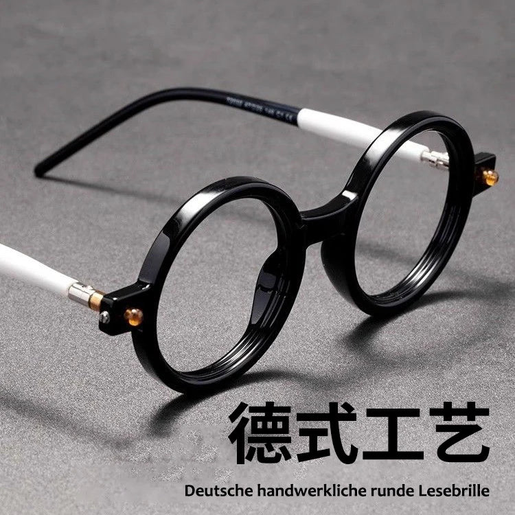 Shatar Retro Large Round Reading Glasses – Coarse Frame Unisex Anti Blue Light Eyewear for Men & Women