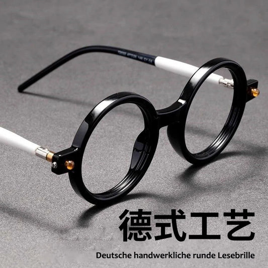 Shatar Retro Large Round Reading Glasses – Coarse Frame Unisex Anti Blue Light Eyewear for Men & Women