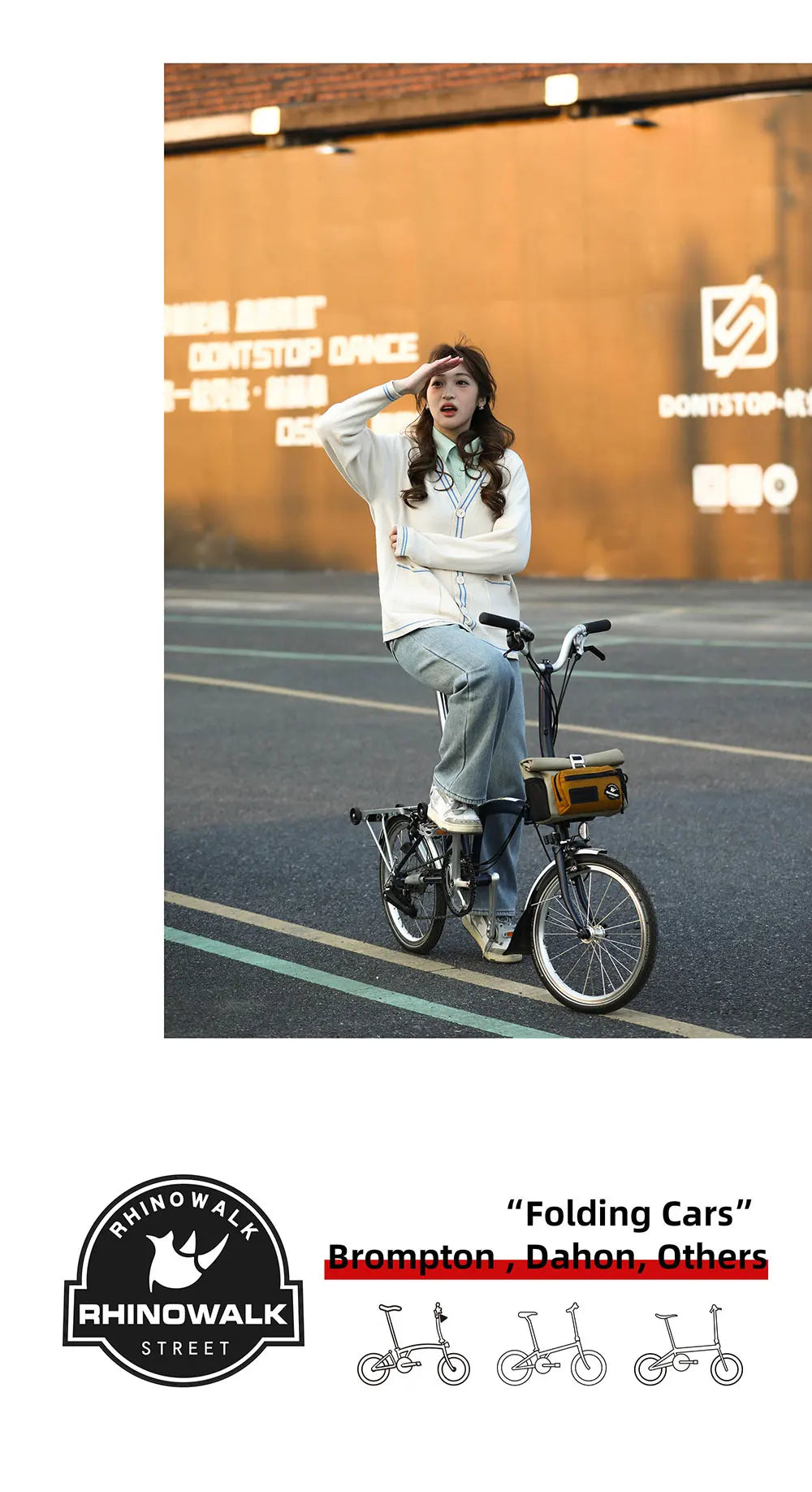Rhinowalk 4L Bike Handlebar Bag — Quick Release Front Tube Basket with MOLLE for Brompton Folding Bikes