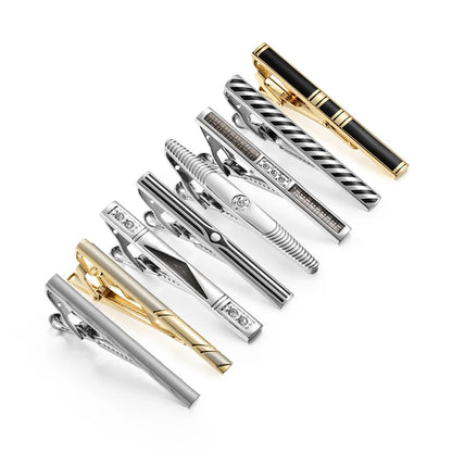Men's Tie Clip & Cufflink Set - 7/8/10 Piece Luxury Gift Box Jewelry for Weddings & Formal Wear