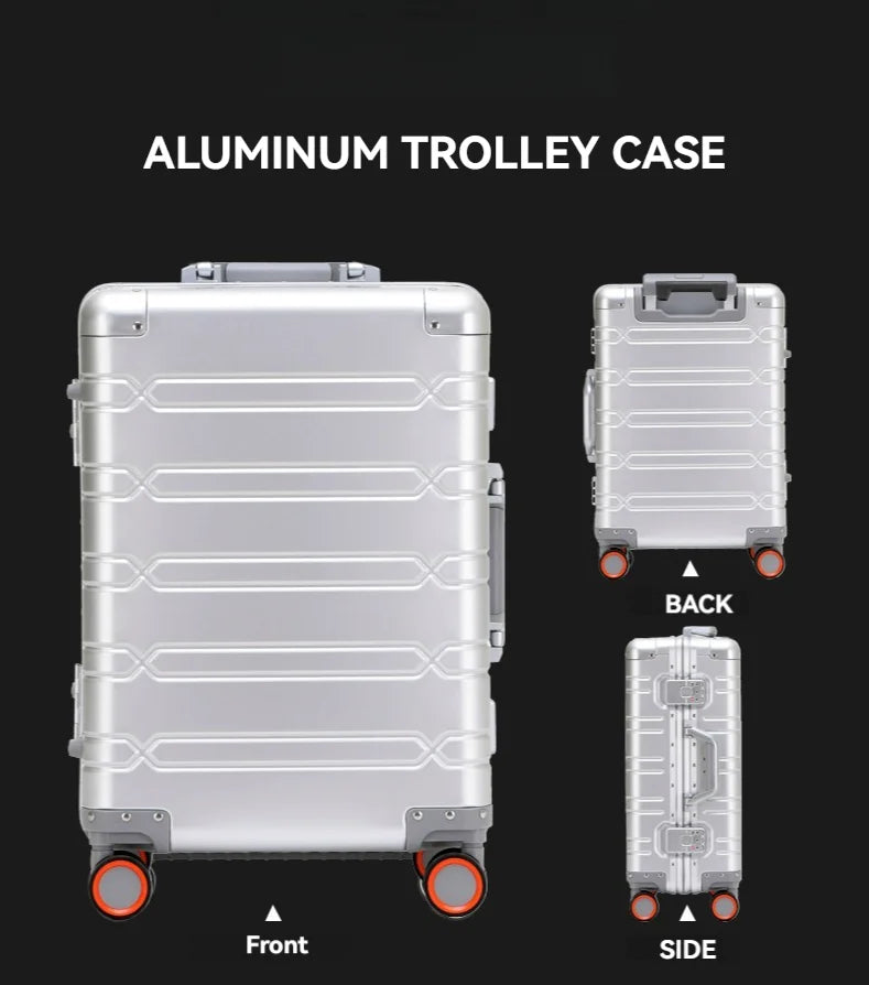 2024 Large Capacity Luggage Sets - Durable Aluminum Suitcase for Women - Carry-On Boarding Travel Options 20/24/29 Inch