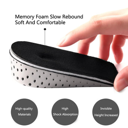 2-4cm Memory Foam Insoles – Height Increase Templates for Men, Breathable & Sweat-Absorbent, Running Shoe Accessories