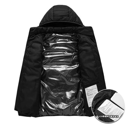 31-Zone Smart USB Heated Jacket for Men & Women – Waterproof Polyester Thermal Coat for Winter, Skiing, and Outdoor Activities