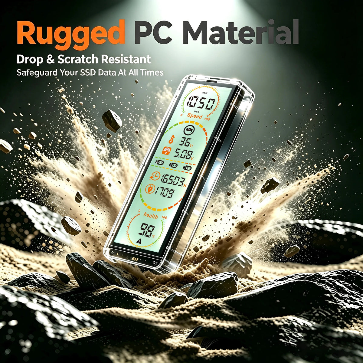 10Gbps M.2 SSD Enclosure - USB 3.2 Gen2 Type-C External Case with Smart Display for NVMe & SATA Drives