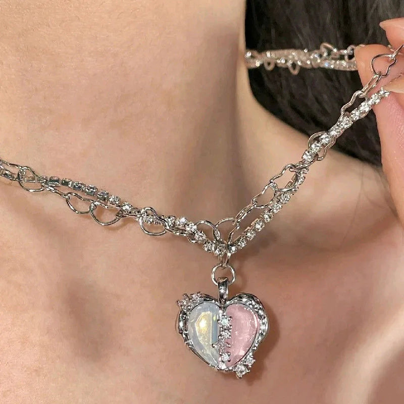 Women’s Crystal Zircon Cross Necklace - Trendy Chain Choker Pendant Jewelry for Party and Gift Style