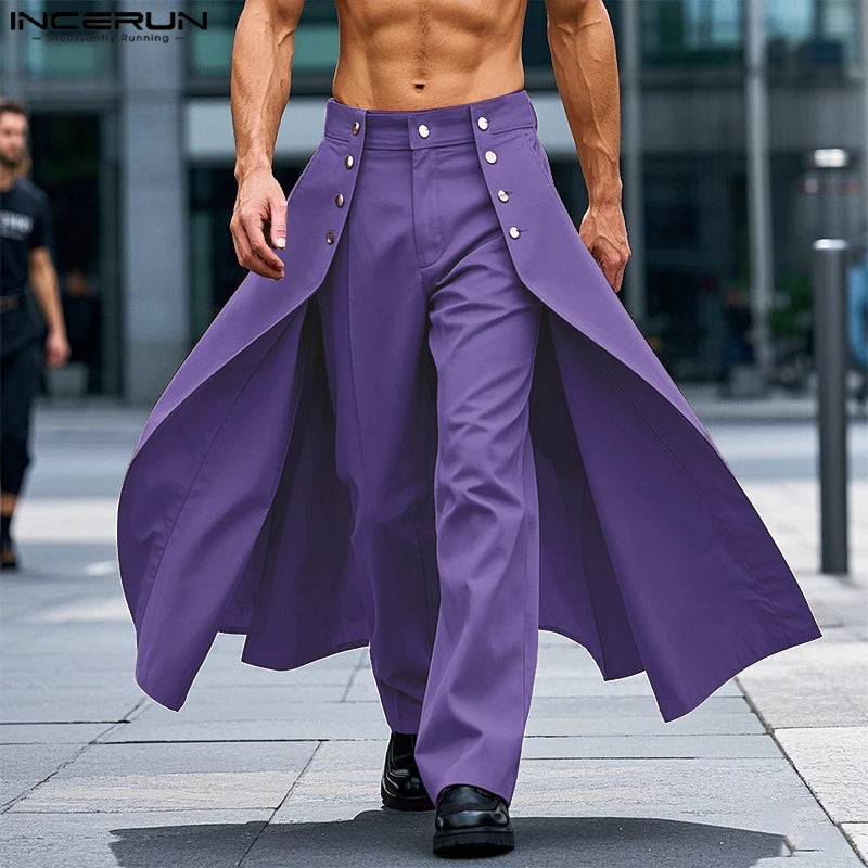 INCERUN Men Irregular Jogger Pants - Loose Casual Streetwear Trousers Solid Color Fashion Long Pants S-5XL