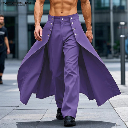 INCERUN Men Irregular Jogger Pants - Loose Casual Streetwear Trousers Solid Color Fashion Long Pants S-5XL