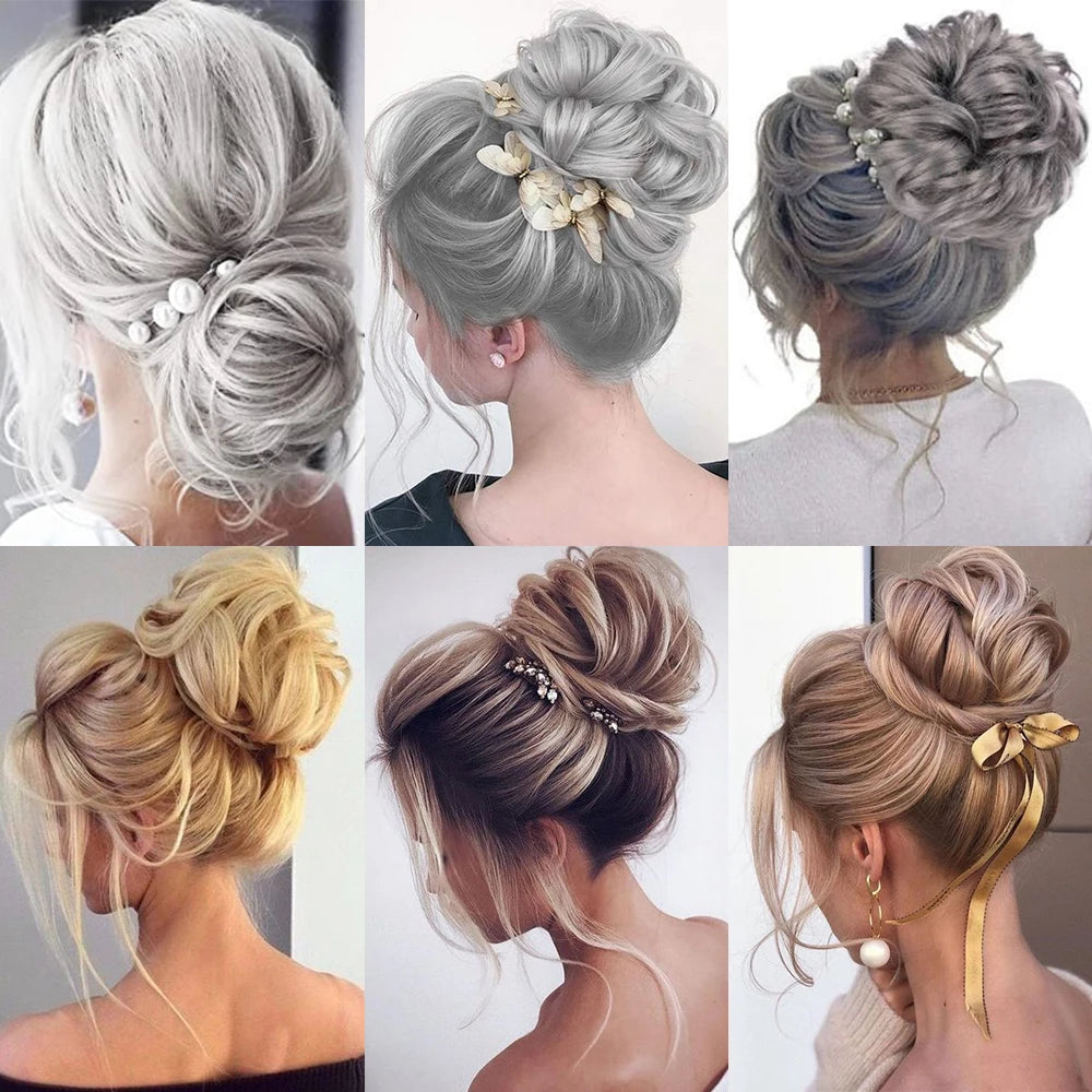 AZQUEEN Messy Bun Hair Extension – Synthetic Curly Wave Chignon Scrunchie, Elastic Band Updo Hairpiece for Women