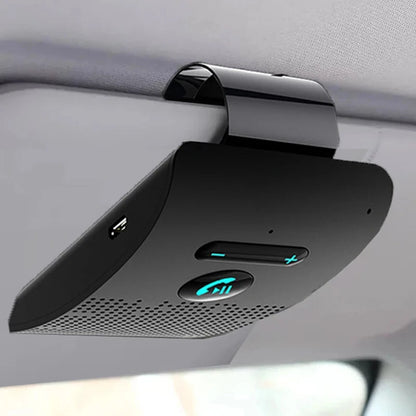 5.0 Bluetooth Handsfree Car Kit – HiFi 2W Wireless Speaker, Noise Cancelling MP3 Audio Receiver with Sun Visor Clip for Calls & Music