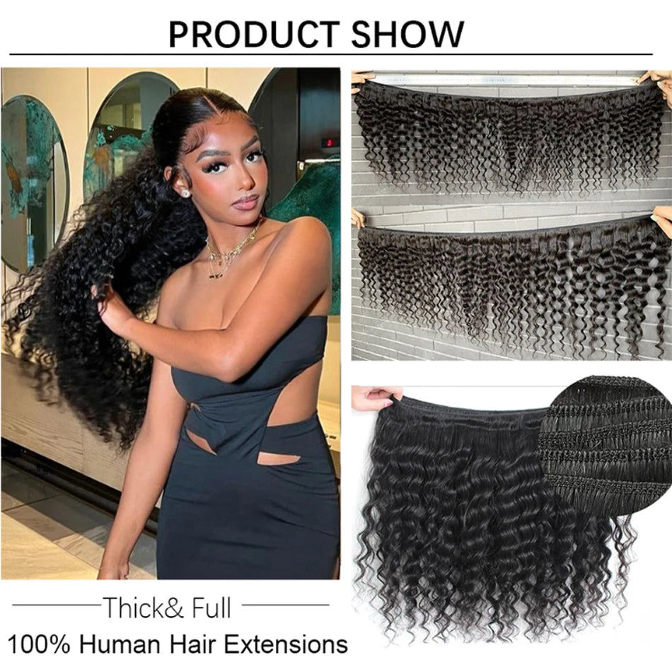 Raw Brazilian Loose Deep Wave Human Hair Bundles - Unprocessed Virgin Hair 4 Bundle Set (8–32 Inch)