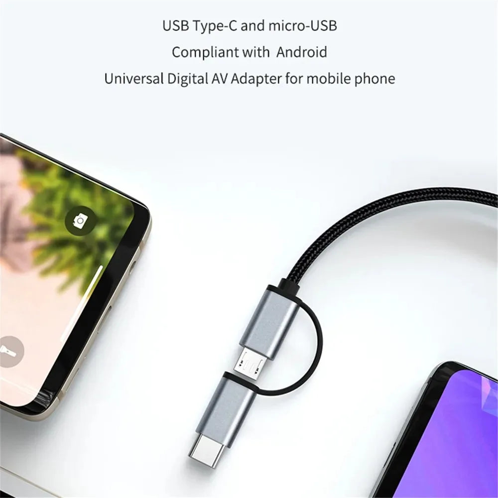 LD39 Wire HD Streaming TV Stick – Micro USB & Type C to HDMI Cable for Screen Mirroring from Android Phone/Tablet to TV