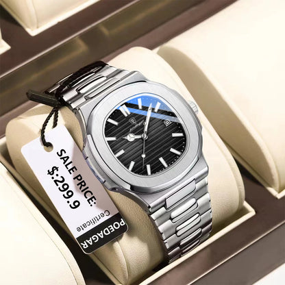 POEDAGAR Luxury Men's Sports Watch — Waterproof Luminous Quartz Wristwatch with Square Dial & Date