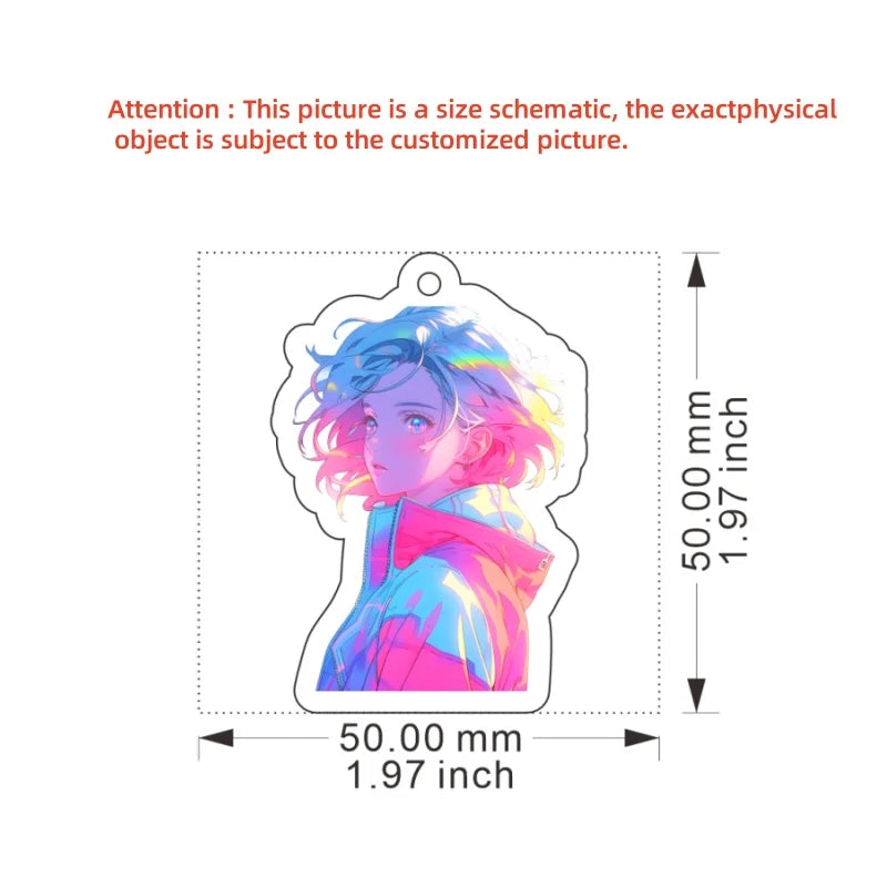 Custom 5cm Acrylic Keychain — HD Transparent Anime Character Charm for Women, Couples Accessories & Easter Gift