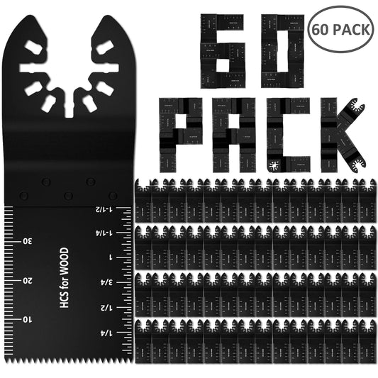 Universal Oscillating Saw Blades - 5-60PCS Multi Tool Cutting Blades with Scale for Wood, Dremel, Milwaukee & DIY Projects