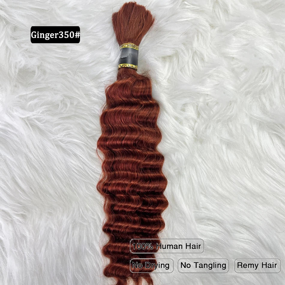 Pre-Colored Brazilian Deep Wave Bulk Human Hair - No Weft, Remy Hair Extensions, 14-28 Inch for Crochet Braids