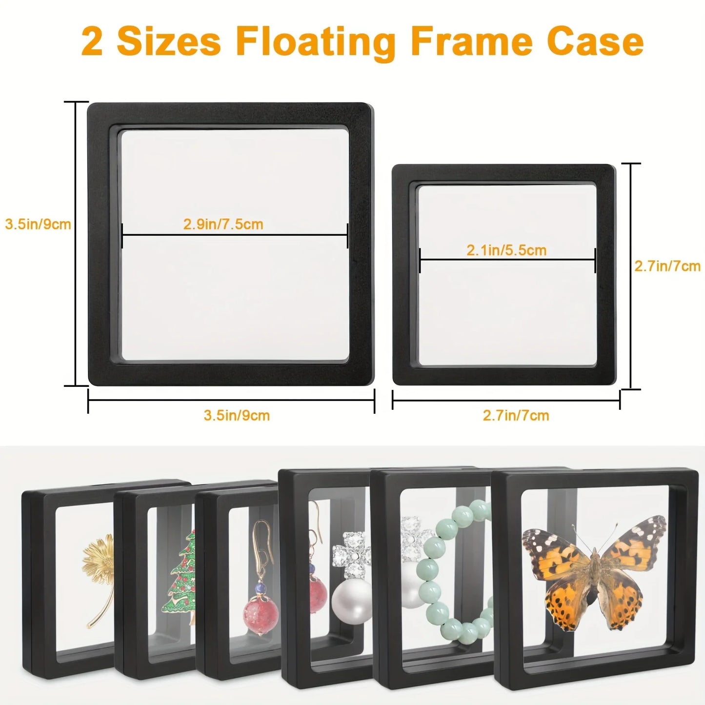 10-Pack 3D Floating Frame Display Stand – Transparent Jewelry Storage Case