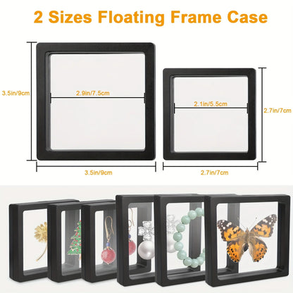 10-Pack 3D Floating Frame Display Stand – Transparent Jewelry Storage Case