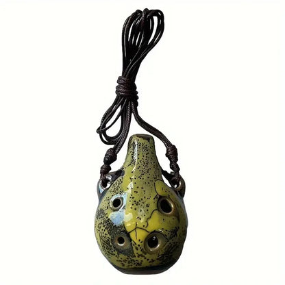 6 Hole Ceramic Mini Ocarina - Handmade Craft Musical Instrument for Beginners and Music Lovers