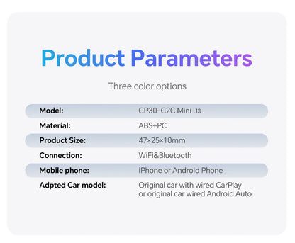 2025 Wireless CarPlay Smart Box – Plug & Play WiFi Adapter, Auto Connect, Wired to Wireless Android Upgrade