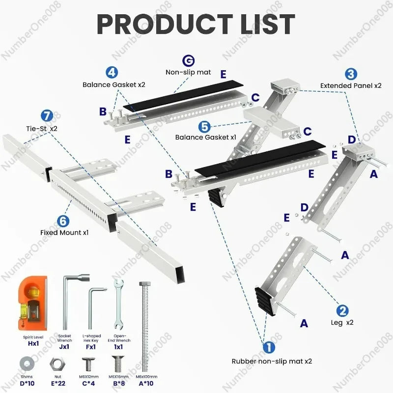 Heavy Duty Foldable AC Wall Mount Bracket – Universal Window Air Conditioner Support Stand, Max Load 200kg Outdoor Installation Rack