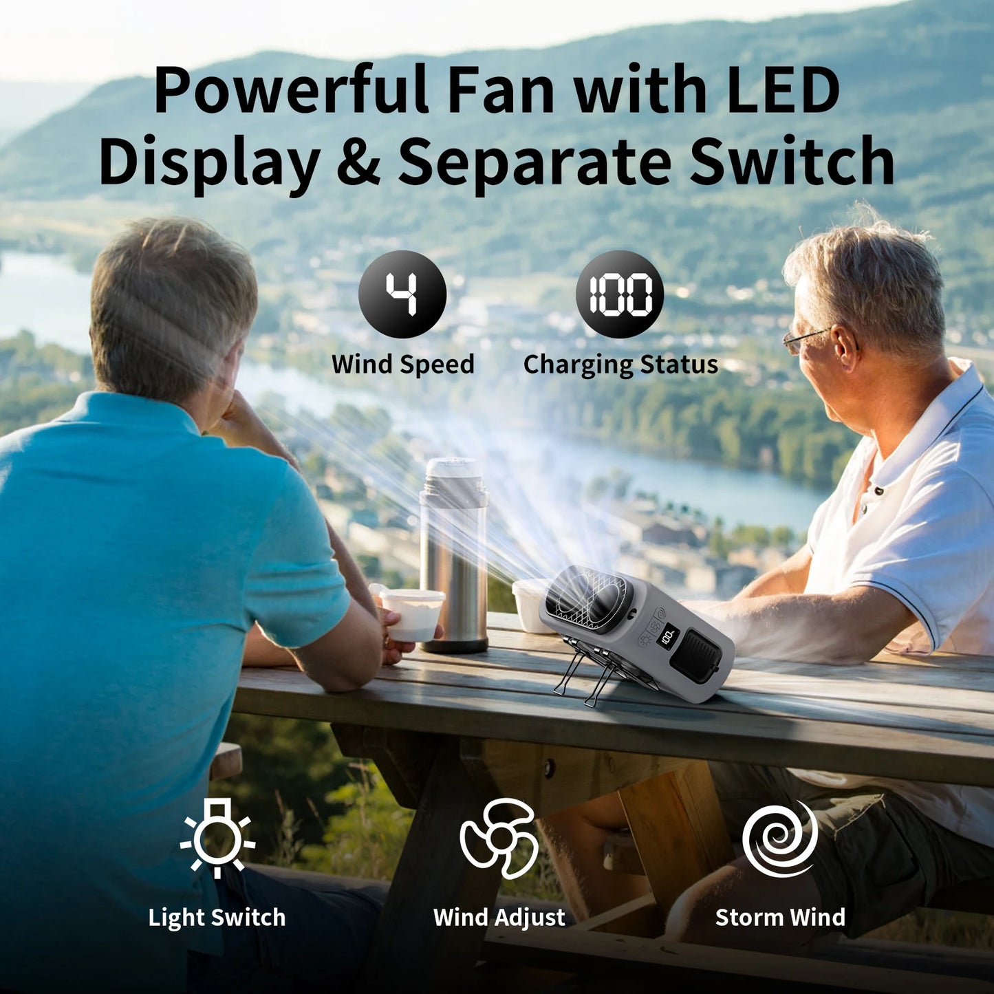 Socoolfan 14500mAh Portable Waist & Neck Fan – Dual Air Vent Strong Cooling Fan for Outdoor Work, Travel & Sports