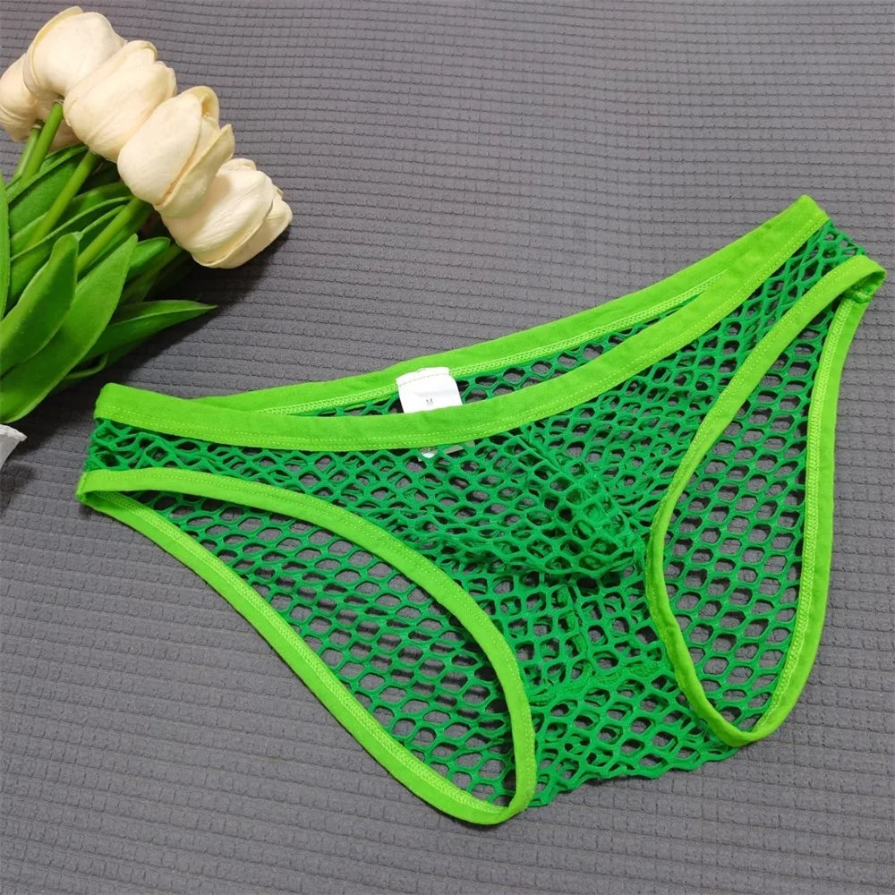 Men’s Mesh Transparent Briefs – Sexy See-Through Fishnet Underwear, Breathable Plus Size Comfort Fit Male Panties