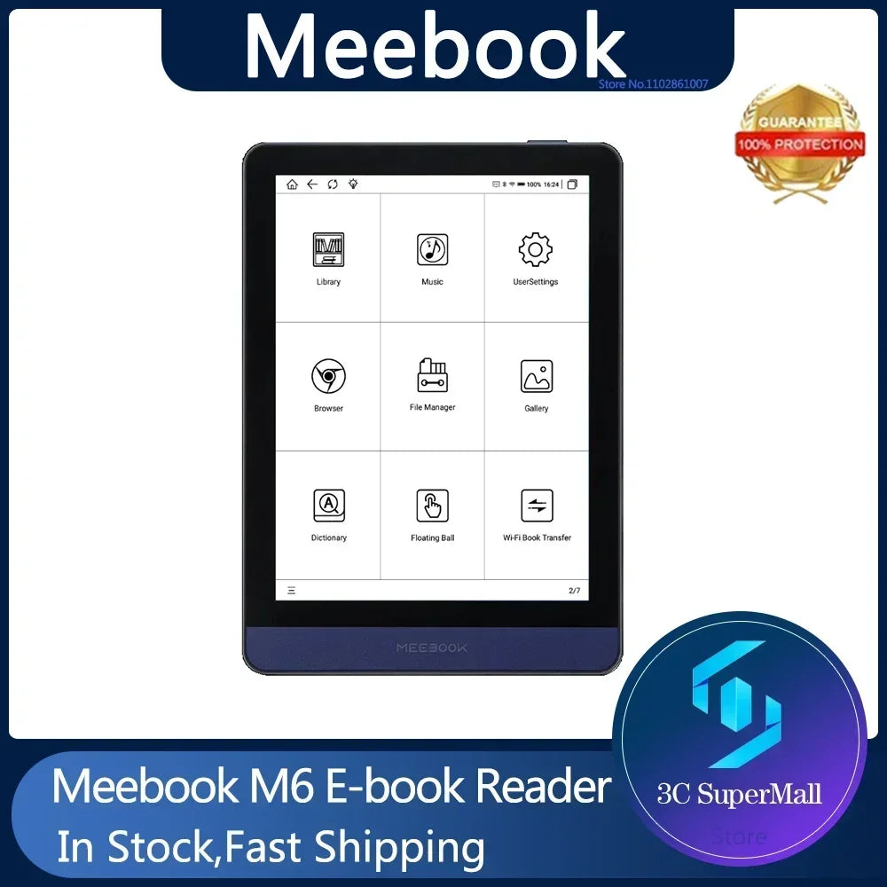 Meebook M6 6" E-Reader | 300PPI E-Ink Screen, Dual Color Frontlight, 3G & 32GB Android 11