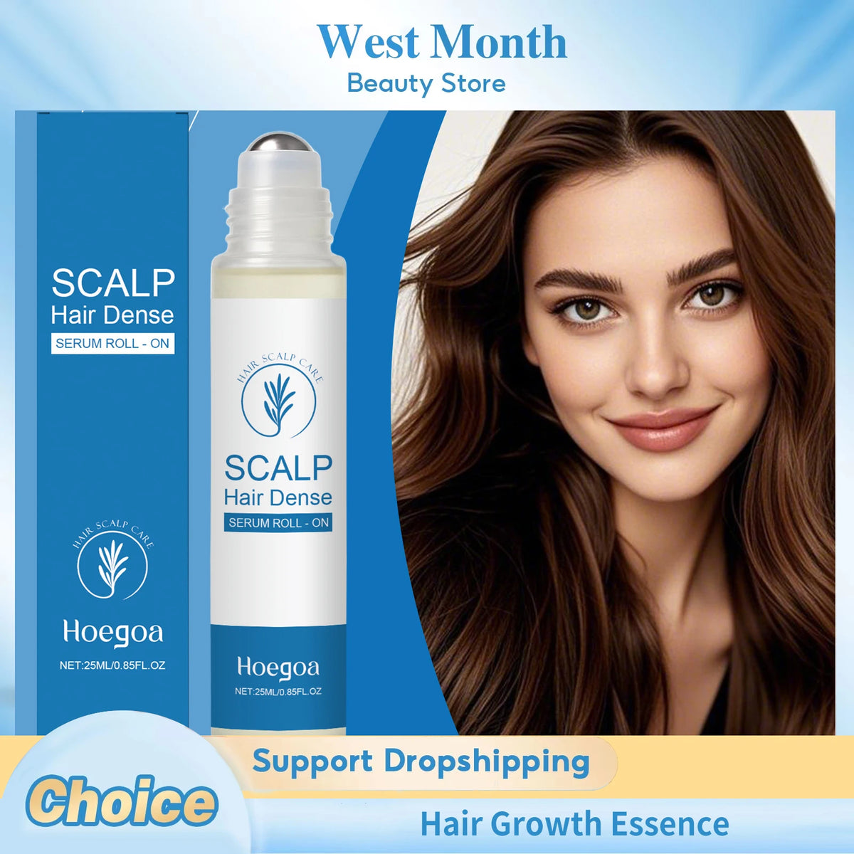 Rosemary Hair Growth Essence with Massage Roller - Scalp Nourishing Serum for Stronger, Fuller-Looking Hair