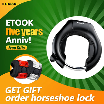 ETOOK Bike Horseshoe Lock - Anti-Theft Hardened Steel Pipe, Portable High Safety Road & Mountain Bicycle Lock