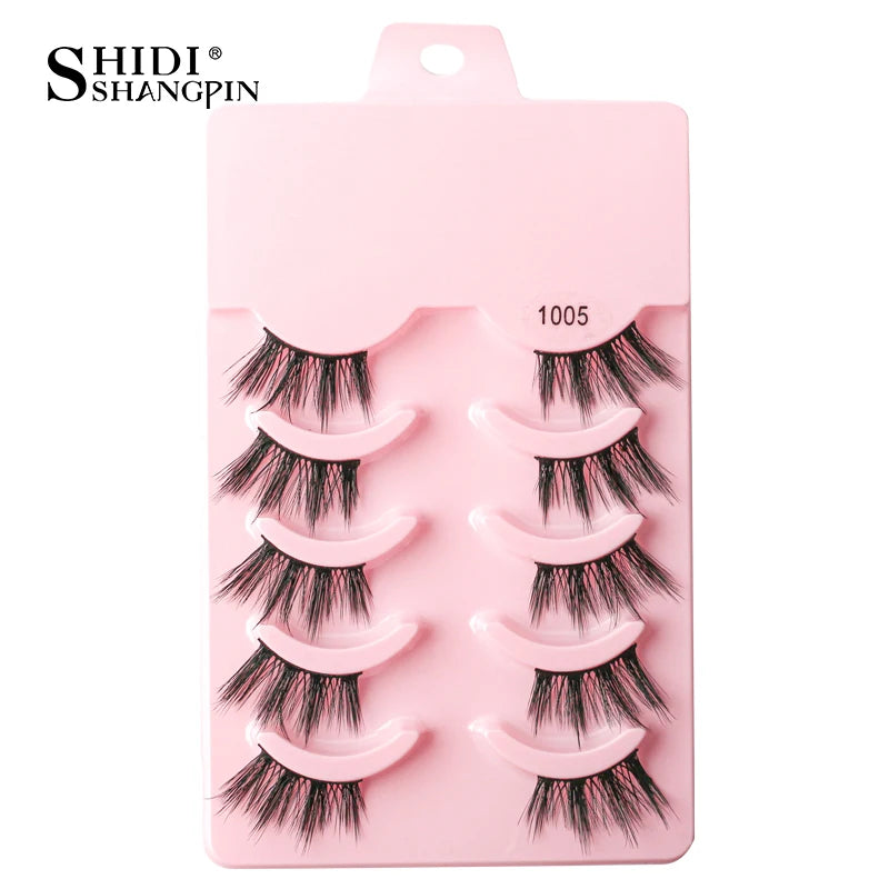 SHIDISHANGPIN 5/10 Pairs Cat Eye False Lashes – 3D Mink Half Lashes, Eyelash Extensions for Natural Makeup, Faux Cils Maquiagem