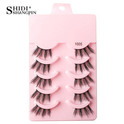 SHIDISHANGPIN 5/10 Pairs Cat Eye False Lashes – 3D Mink Half Lashes, Eyelash Extensions for Natural Makeup, Faux Cils Maquiagem