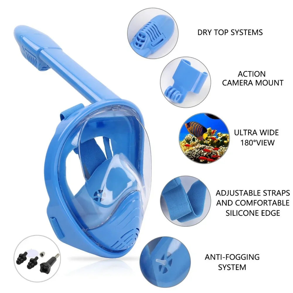 Kids Cartoon Full Face Snorkel Mask - Anti-Fog Swimming & Diving Mask for Boys and Girls