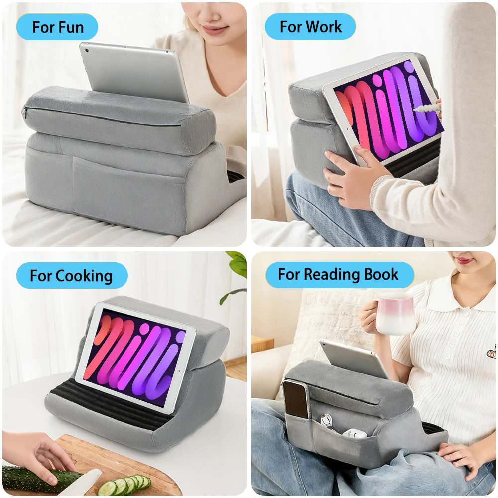 Multi-Functional Tablet Pillow Stand – Foldable 4-Angle Mobile & Tablet Holder for Comfortable Reading & Watching