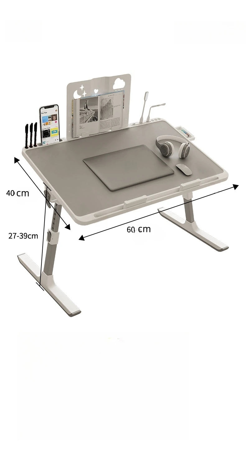 Adjustable Laptop Bed Tray Table – Portable Foldable Standing Desk with Storage Drawer for Sofa & Lap Use