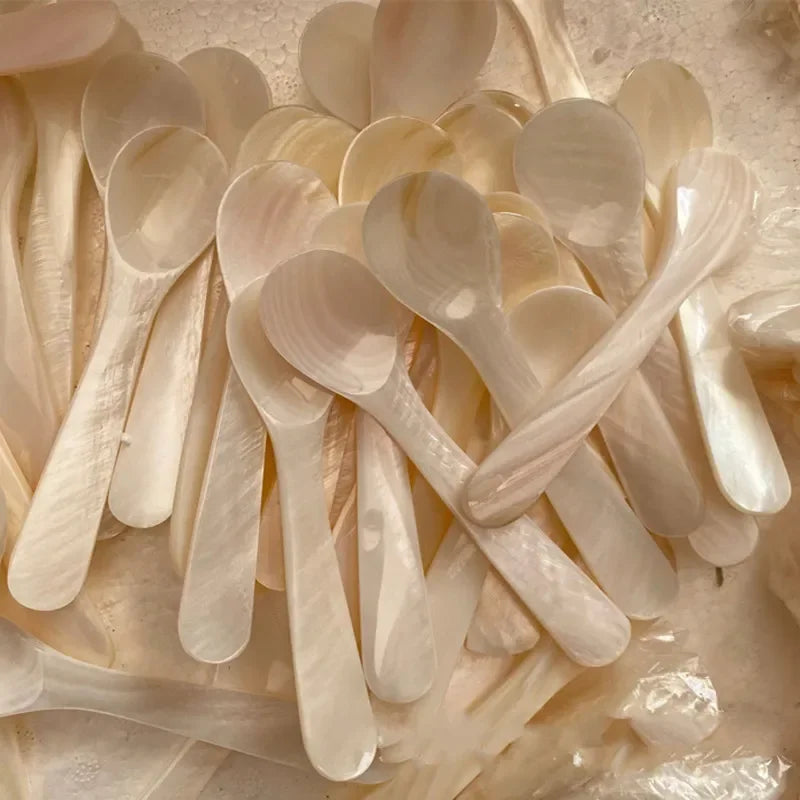 Mother of Pearl Shell Spoon 9-13CM — Natural Seashell Stirring Spoon for Coffee & Desserts