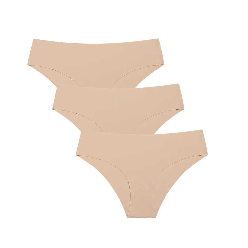 3PCS Sexy Seamless Low-Rise Women’s Underwear — Comfortable Invisible Solid Panties, Lingerie Briefs S-XL