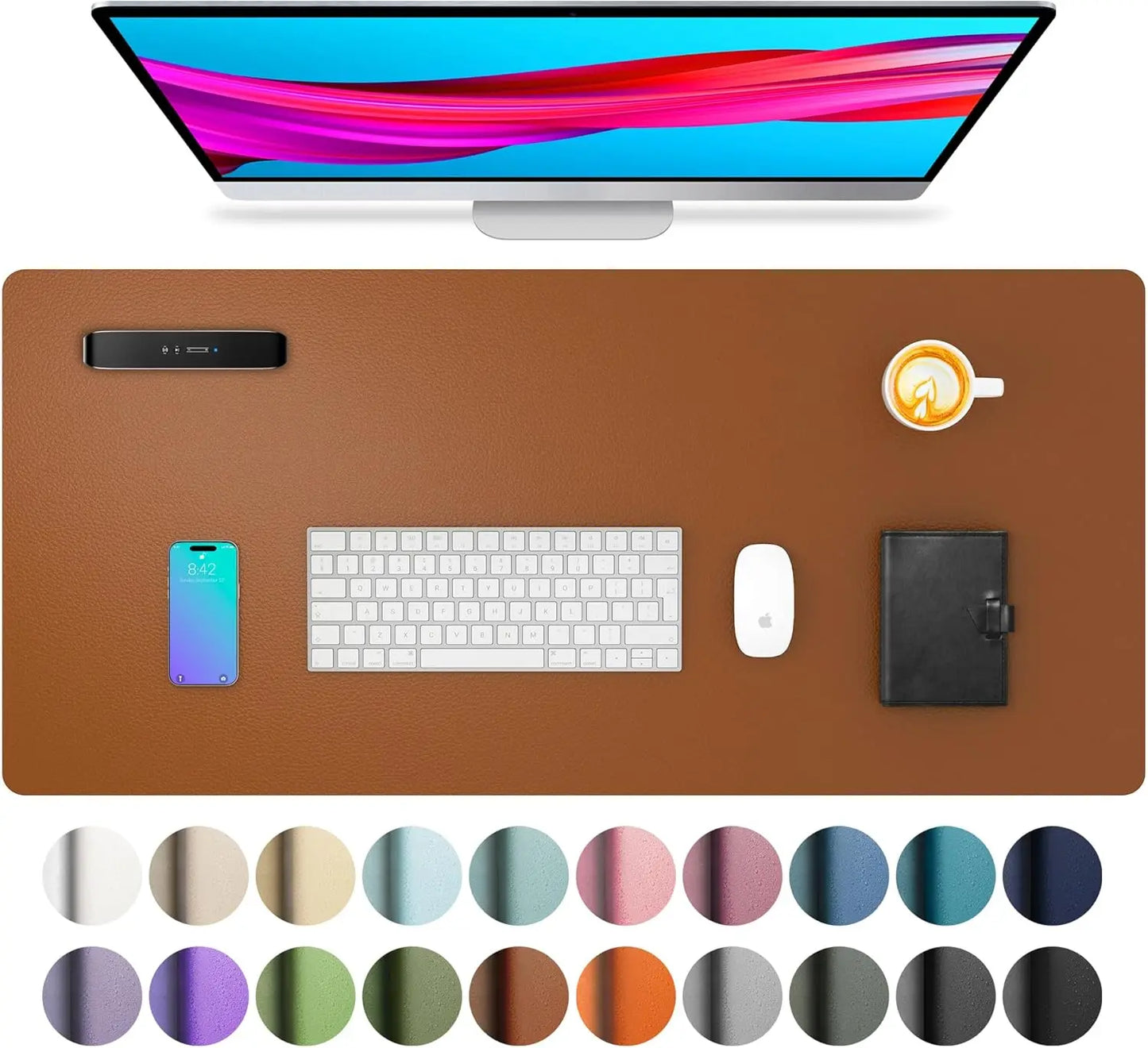 Large Waterproof PU Leather Desk Mouse Pad – Gaming Keyboard Desk Mat, Office Writing Surface Protector for Home & Work Setup